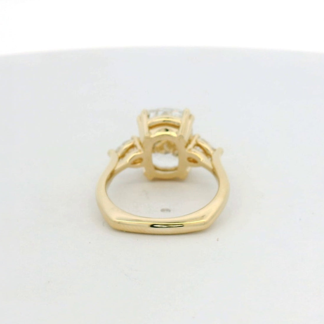 14KT Yellow Gold Three Stone Cushion Pear Engagement Ring