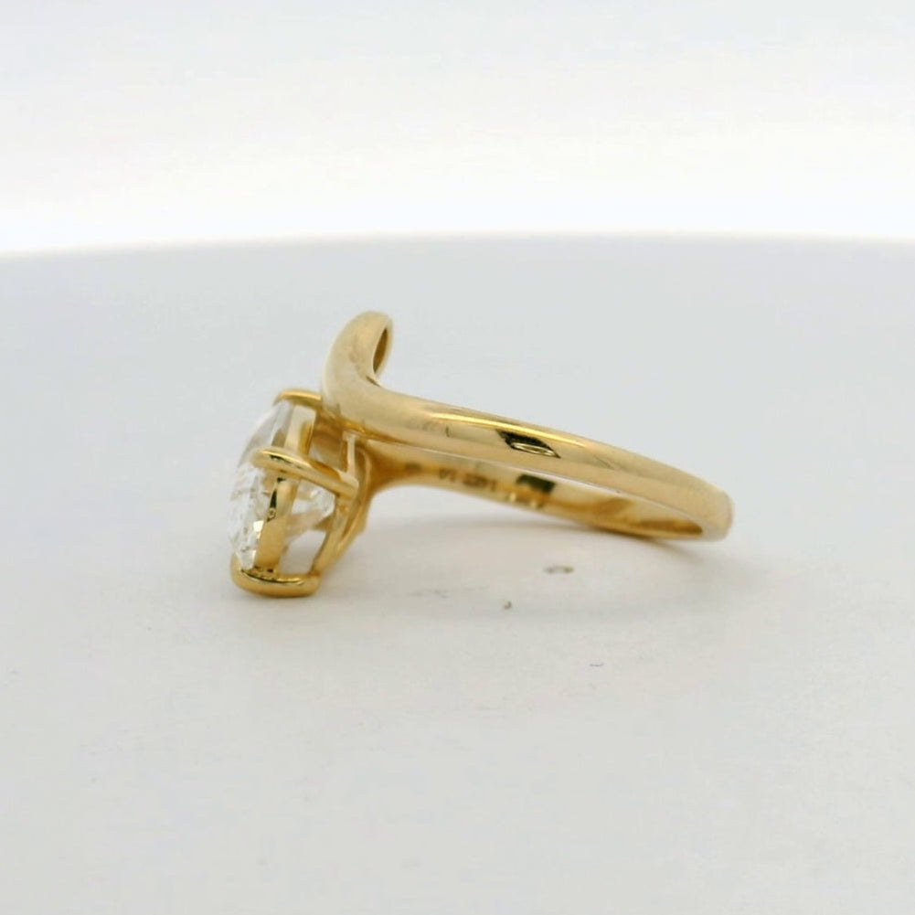 14KT Yellow gold open Asymmetrical Oval Engagement Ring