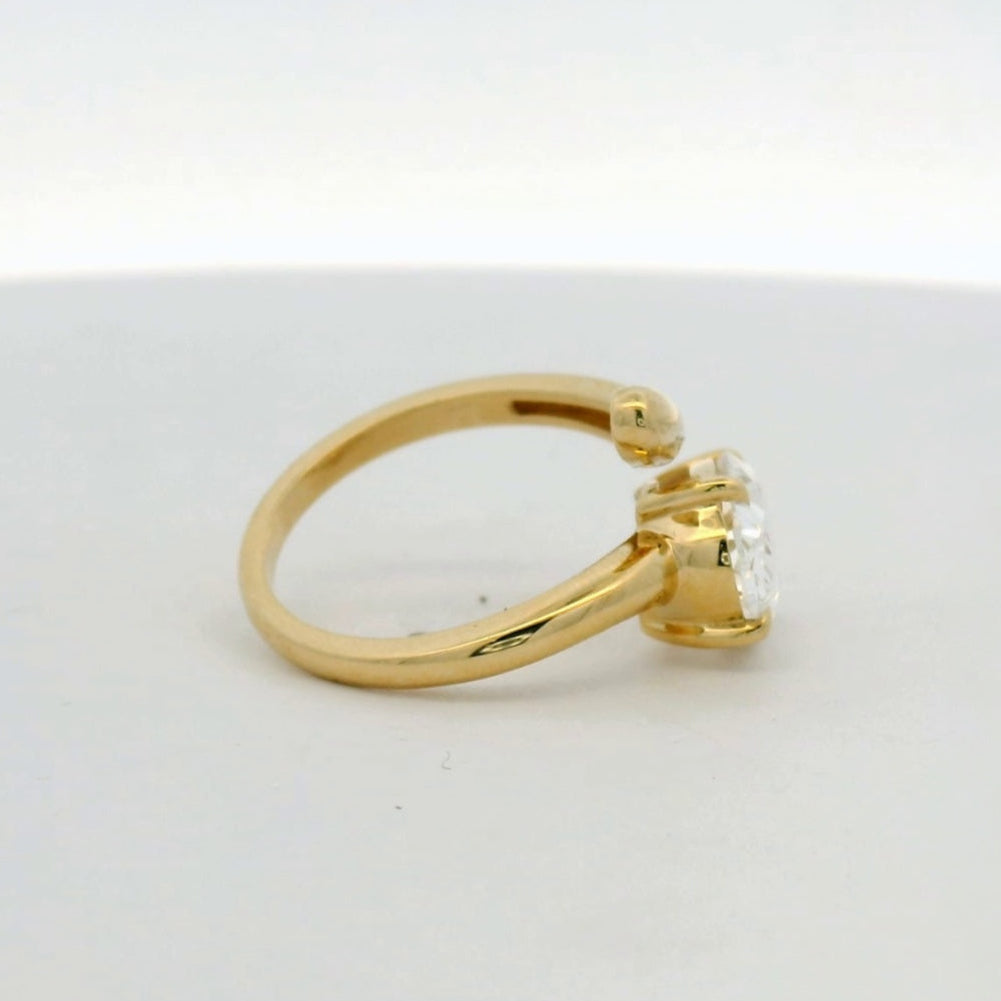 14KT Yellow gold open Asymmetrical Oval Engagement Ring