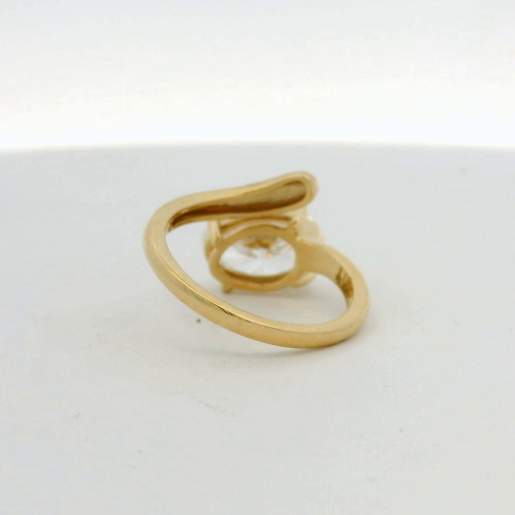 14KT Yellow gold open Asymmetrical Oval Engagement Ring