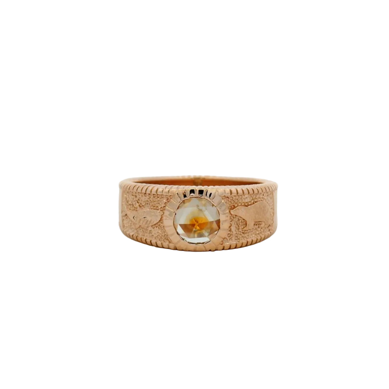 Rose Cut Sapphire 14KT Rose Gold Mens Band