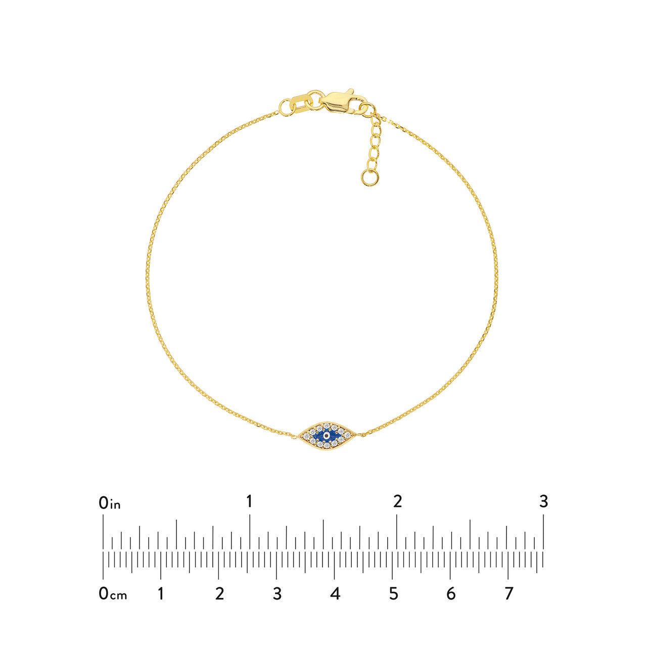14k Mini CZ Evil Eye Adjustable Bracelet