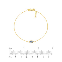 14k Mini CZ Evil Eye Adjustable Bracelet