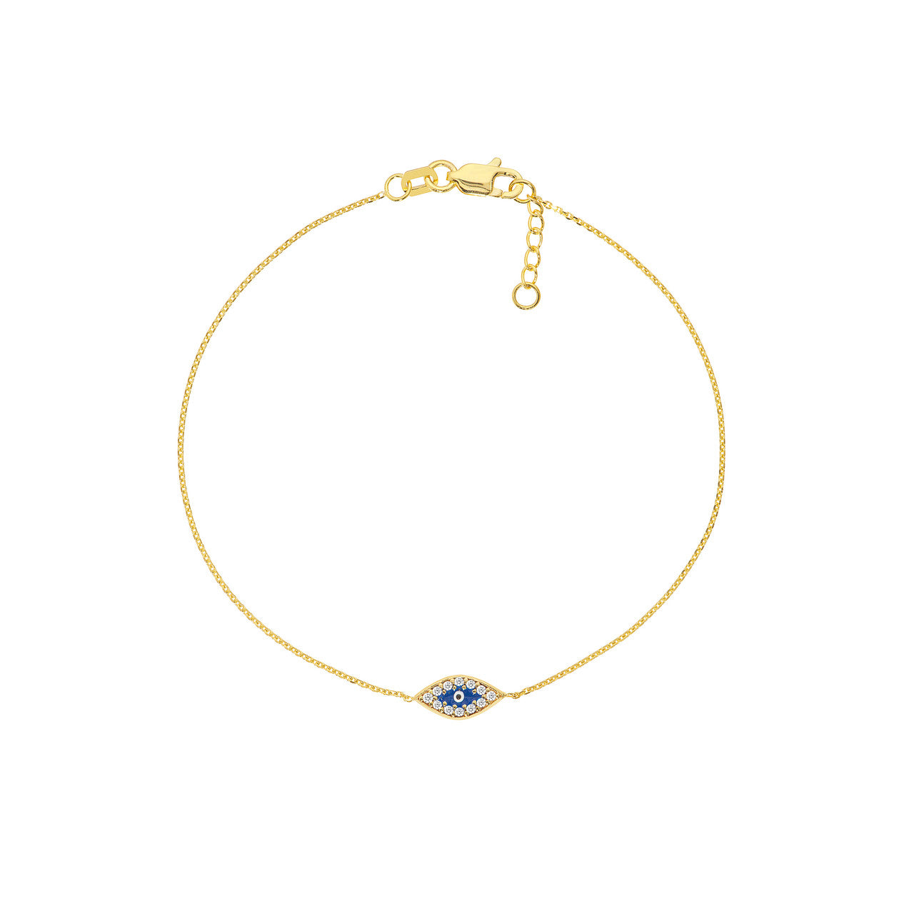 14k Mini CZ Evil Eye Adjustable Bracelet