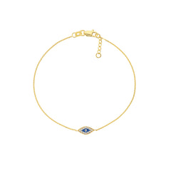 14k Mini CZ Evil Eye Adjustable Bracelet
