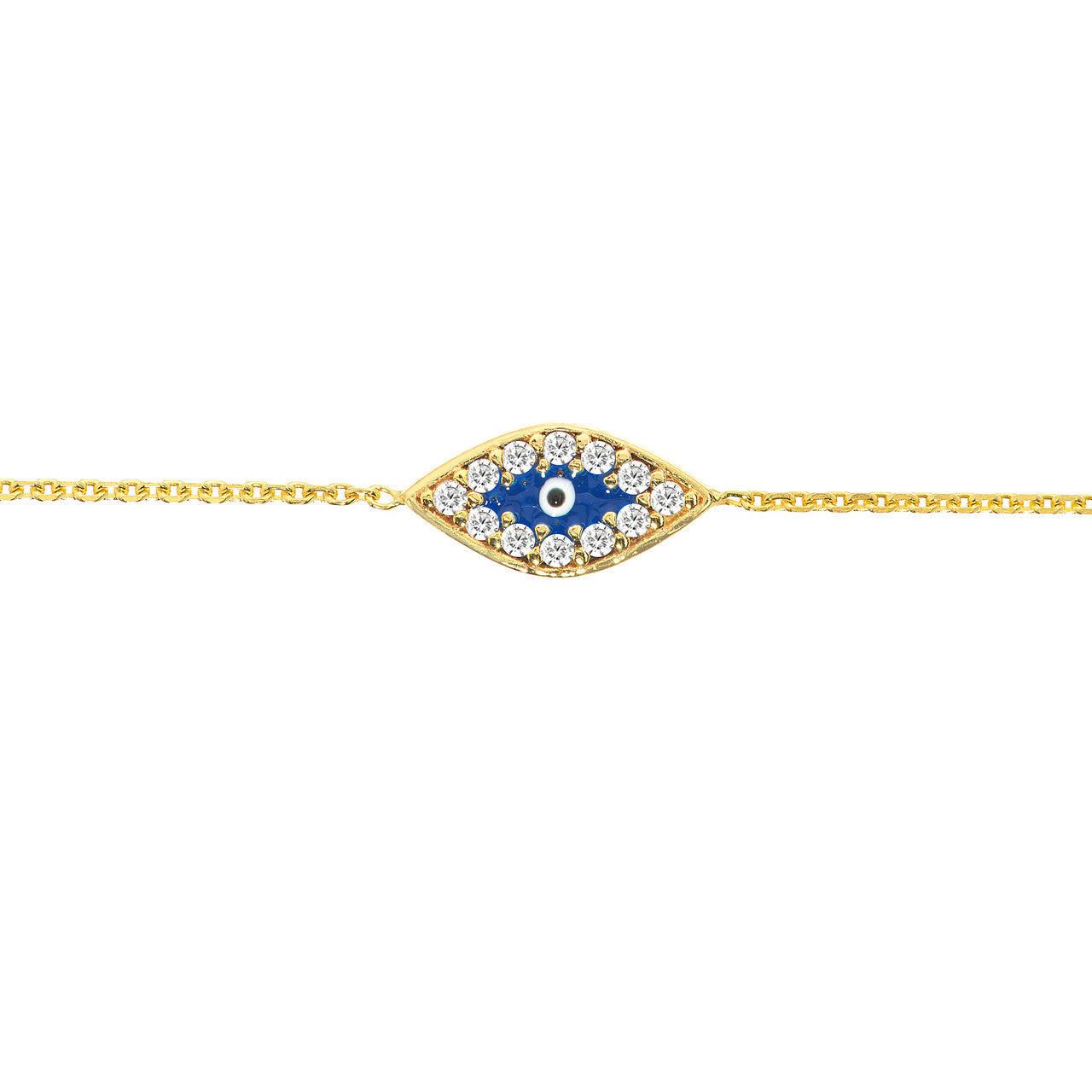 14k Mini CZ Evil Eye Adjustable Bracelet
