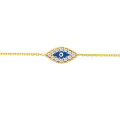 14k Mini CZ Evil Eye Adjustable Bracelet