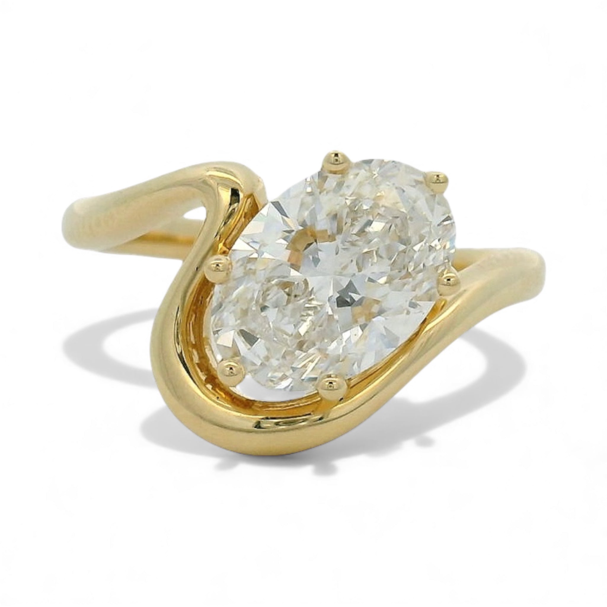 14k Curved Engagement Ring