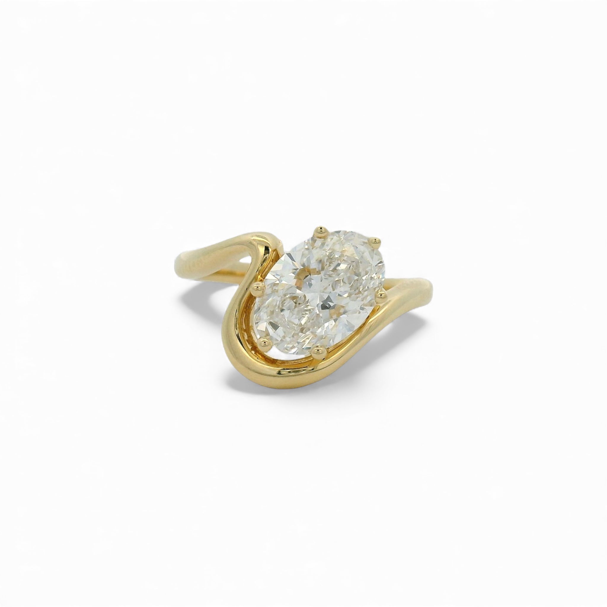 14k Curved Engagement Ring