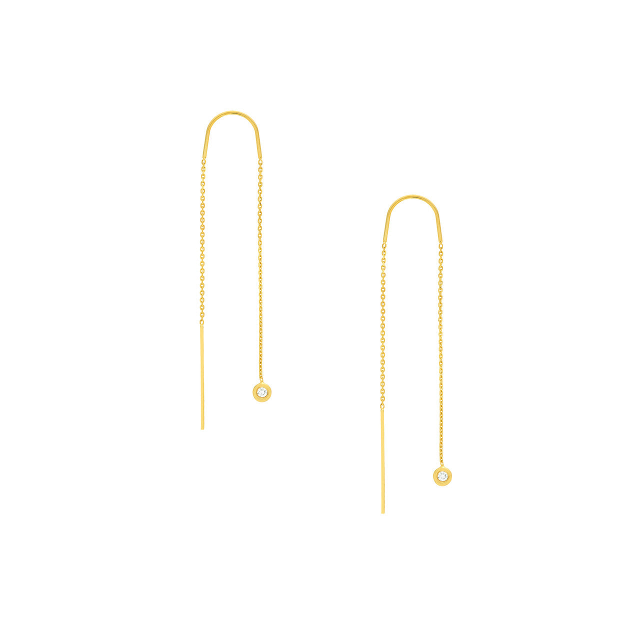 14k yellow gold diamond threaded earrings