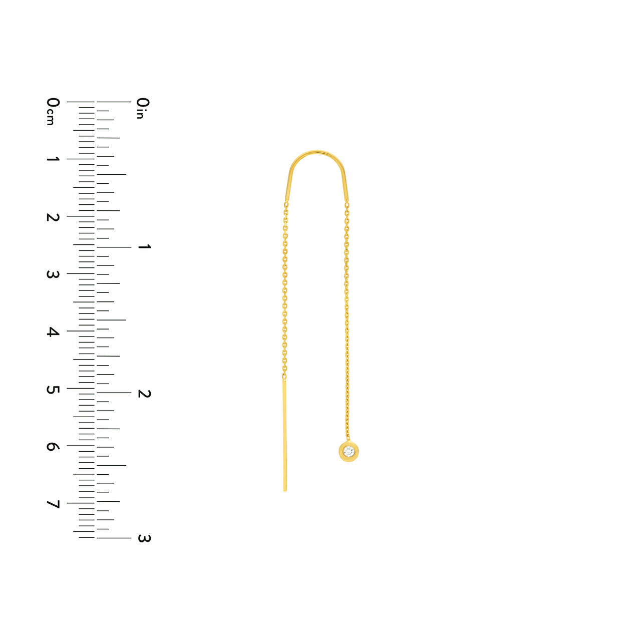 14k yellow gold diamond threaded earrings