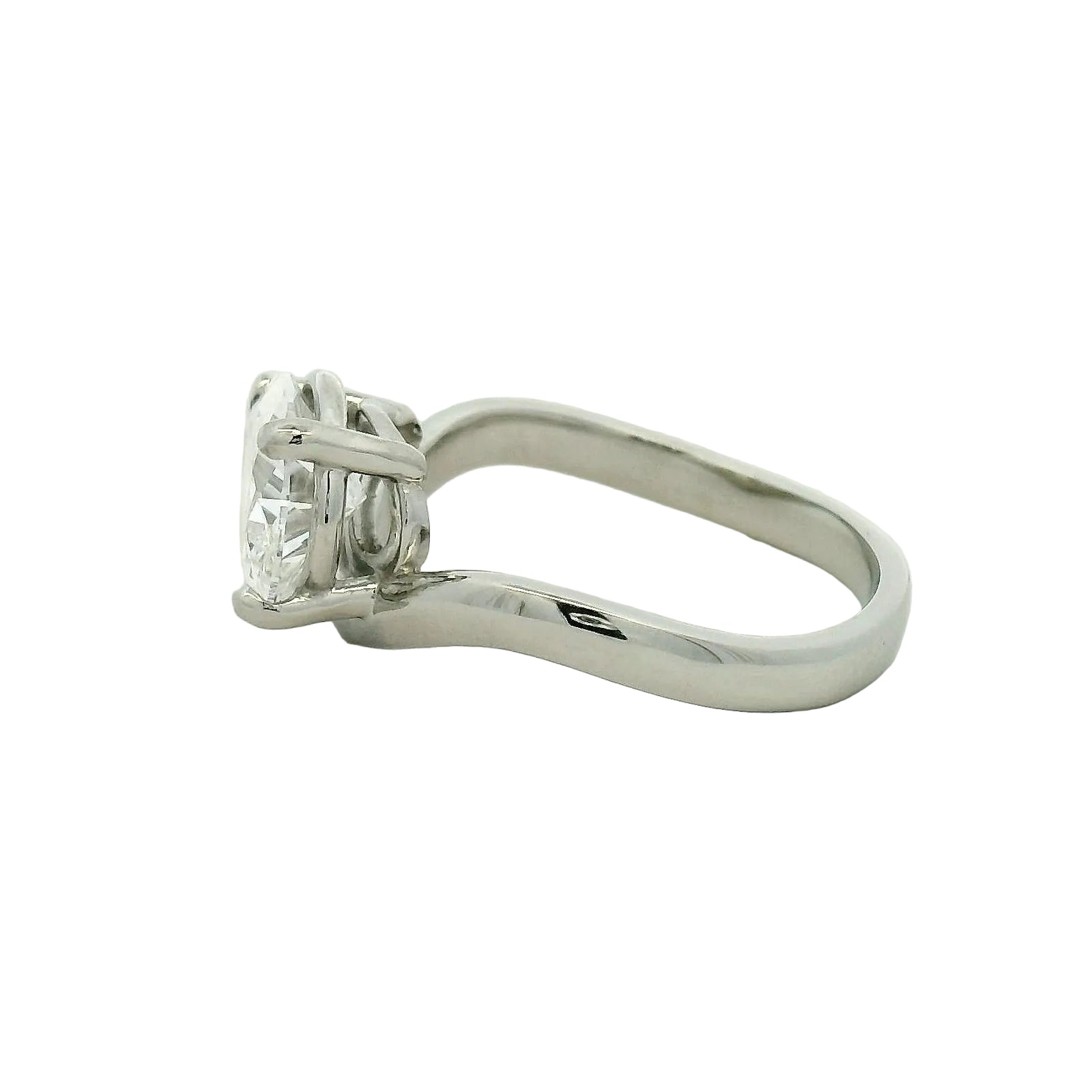 East-West Pear Diamond Solitaire Ring in White Gold