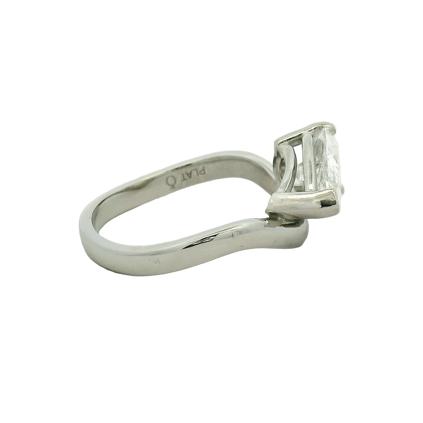 East-West Pear Diamond Solitaire Ring in White Gold