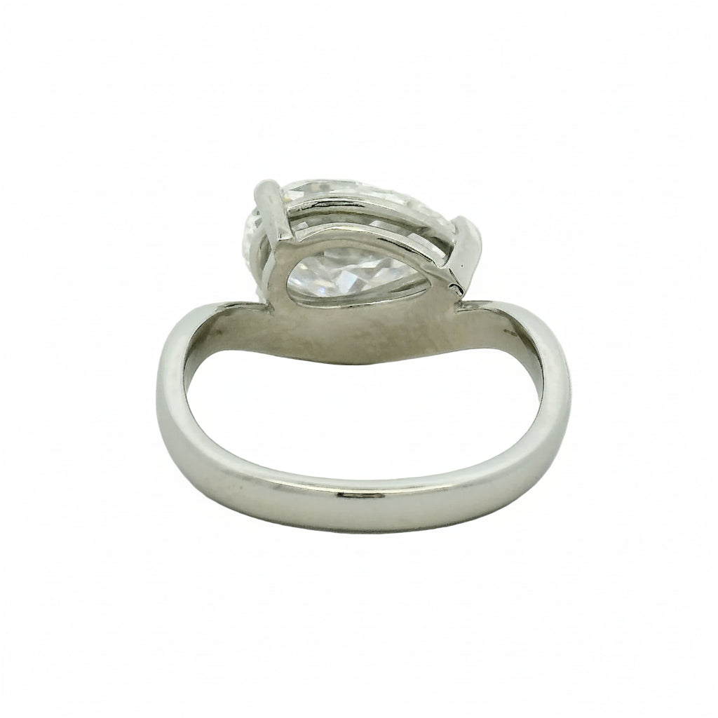 East-West Pear Diamond Solitaire Ring in White Gold