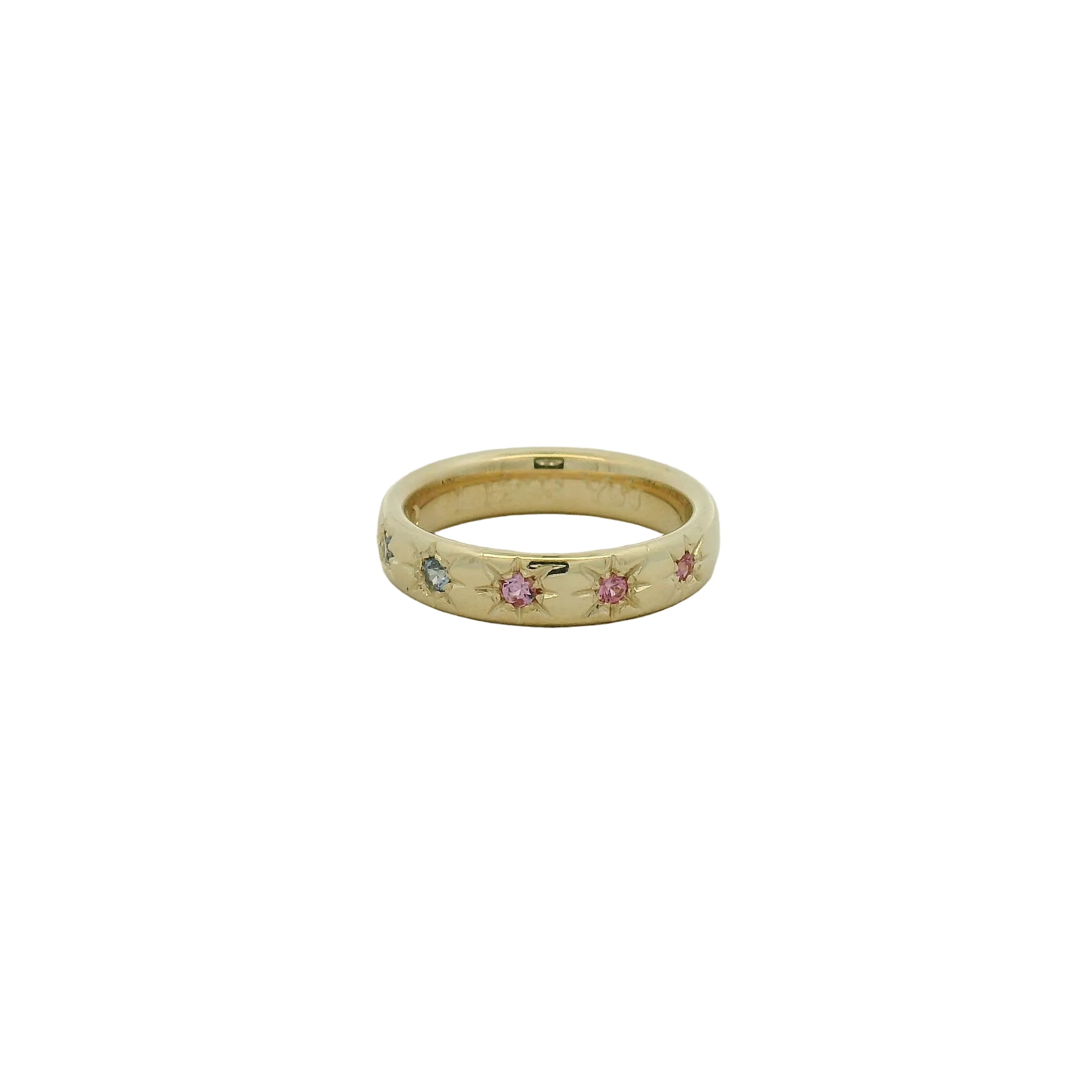 Star-Set Multi-Color Sapphire Band Ring in Yellow Gold