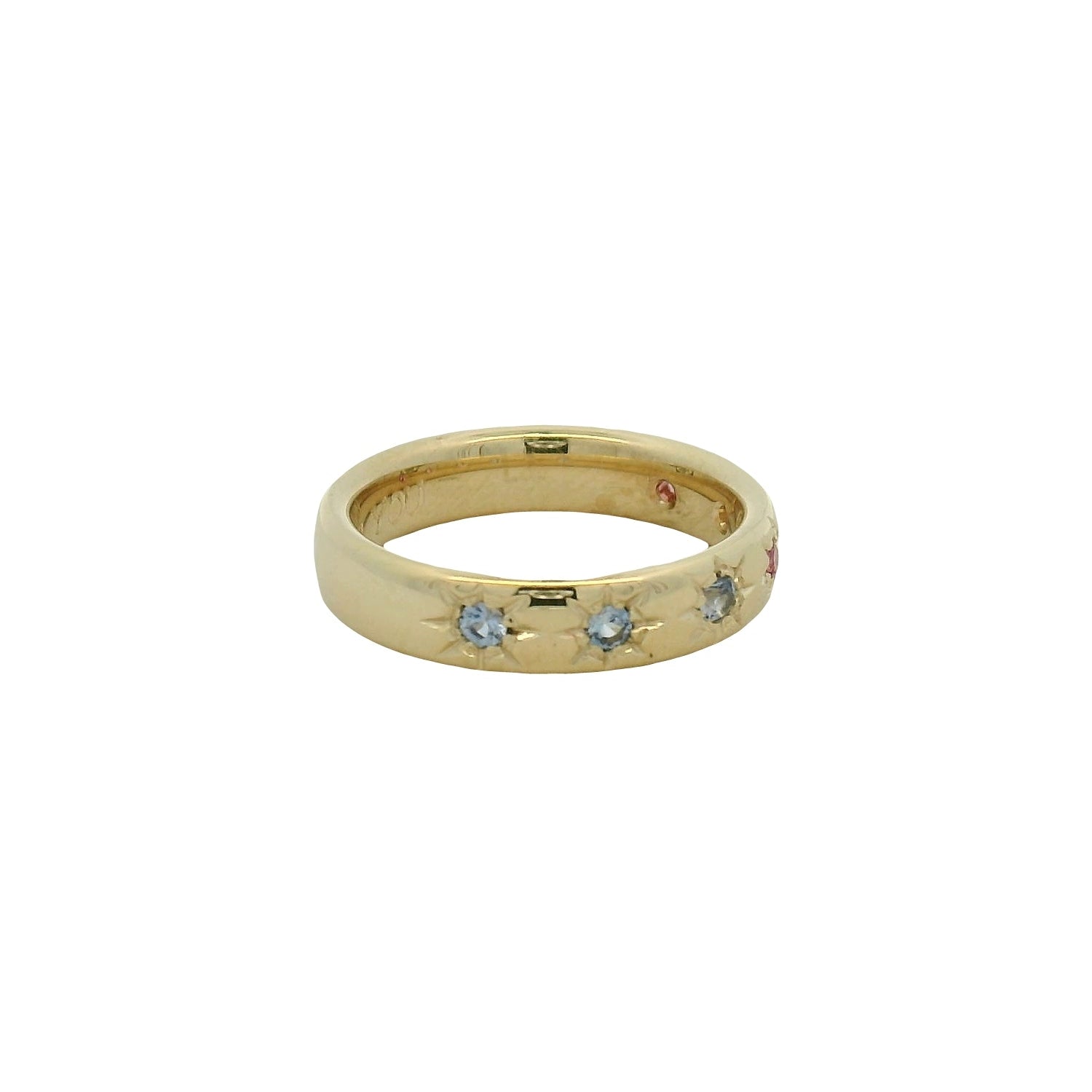 Star-Set Multi-Color Sapphire Band Ring in Yellow Gold