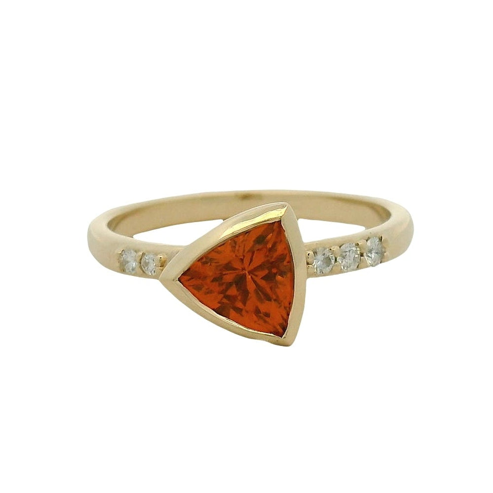 Trillion-Cut Garnet and Yellow Gold Accent Ring