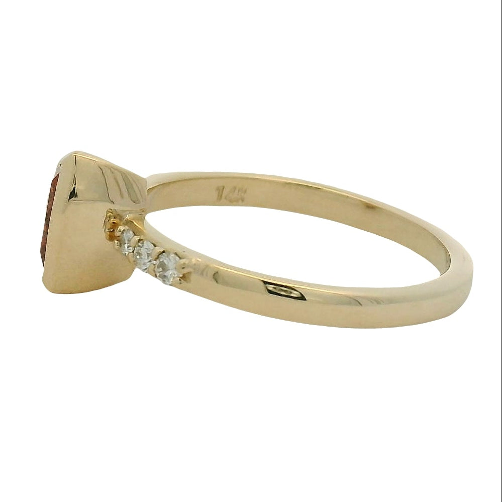 Trillion-Cut Garnet and Yellow Gold Accent Ring