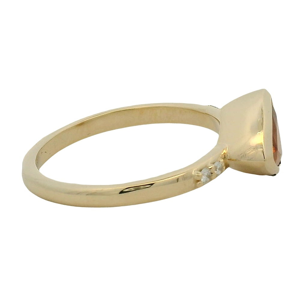 Trillion-Cut Garnet and Yellow Gold Accent Ring