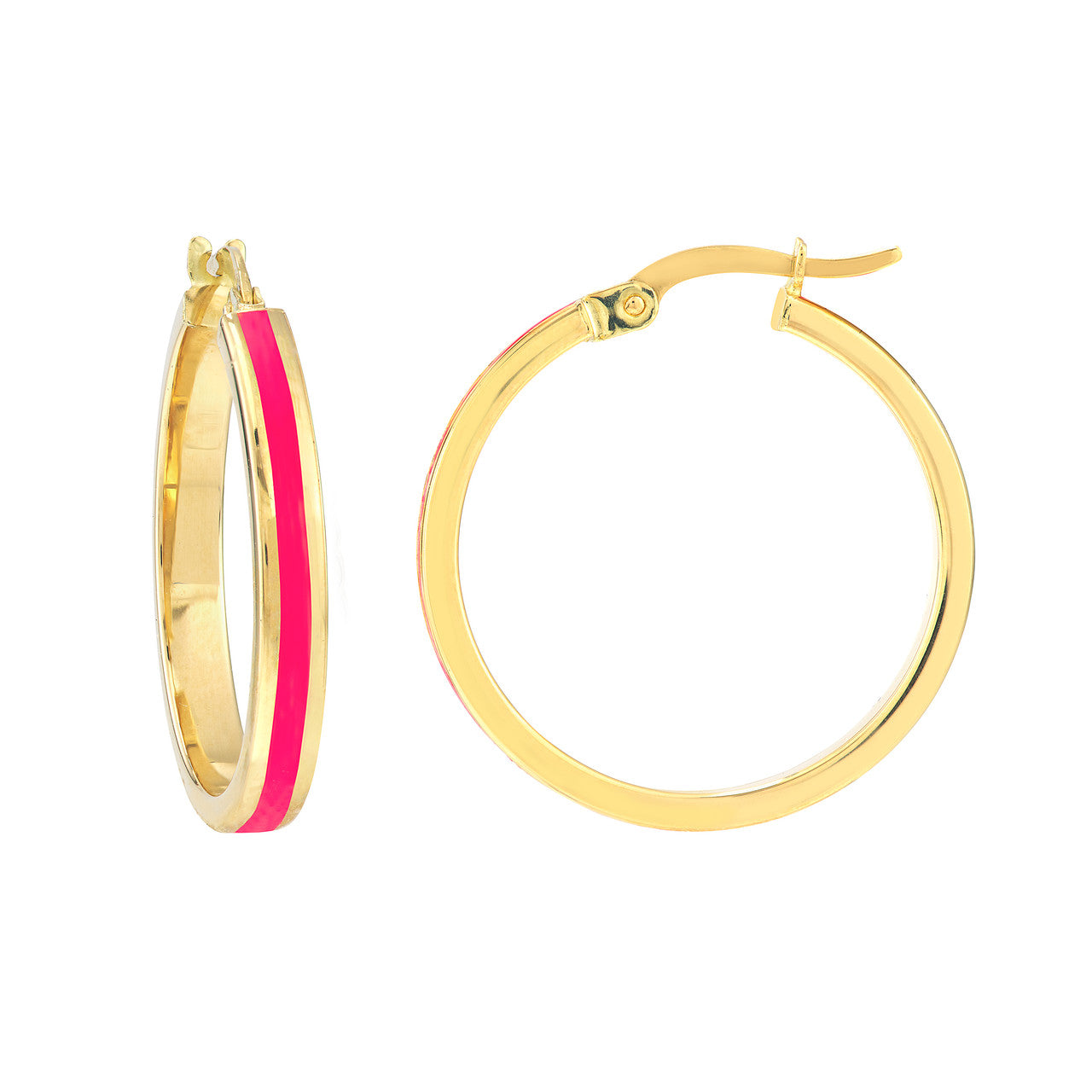 14k Pink Enamel Hoop