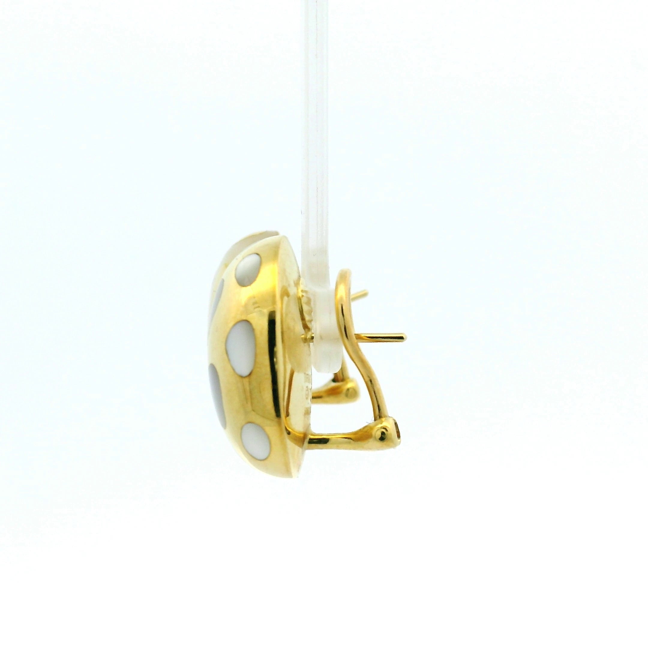 Yellow Gold and Pearl Inlaid Domed Stud Earrings