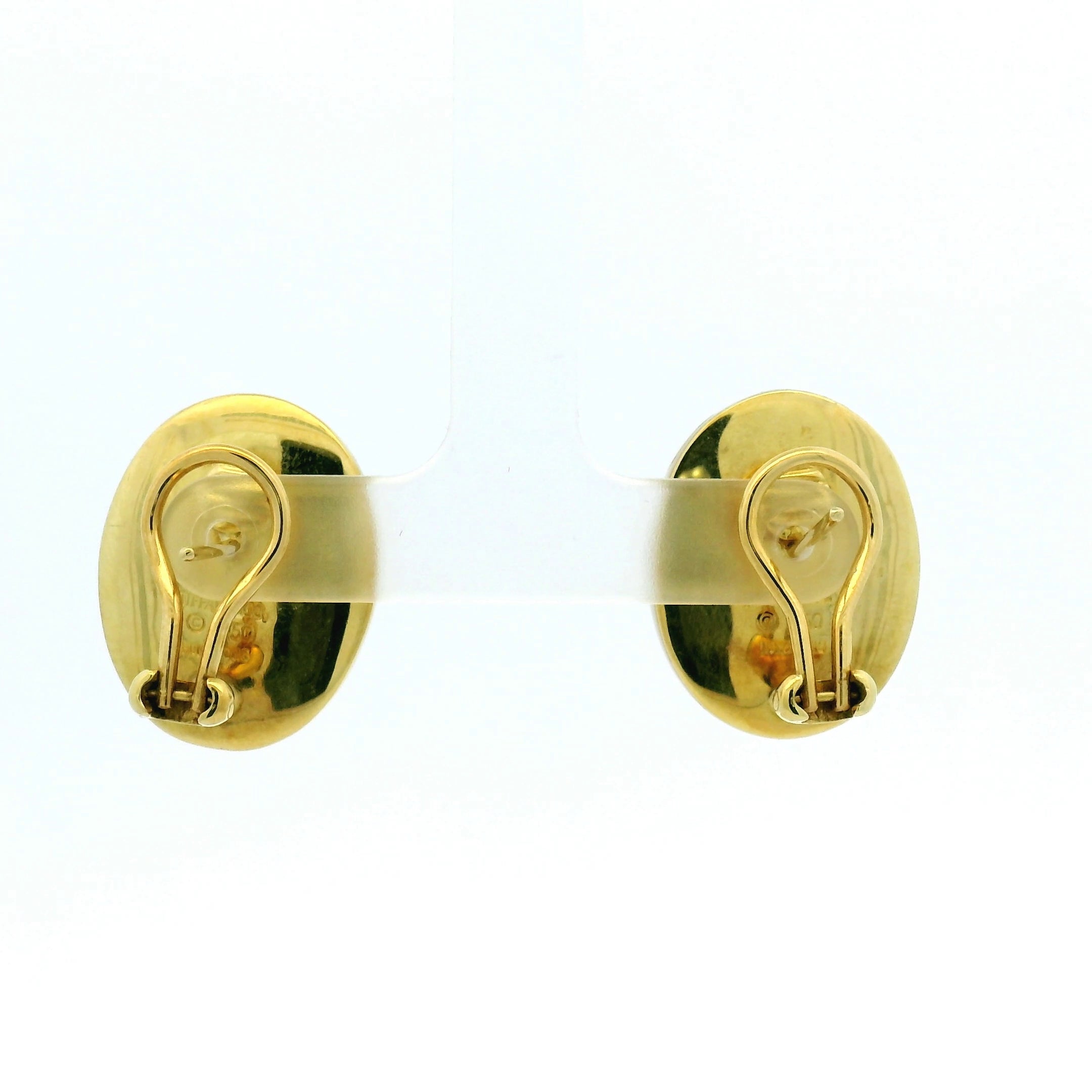 Yellow Gold and Pearl Inlaid Domed Stud Earrings