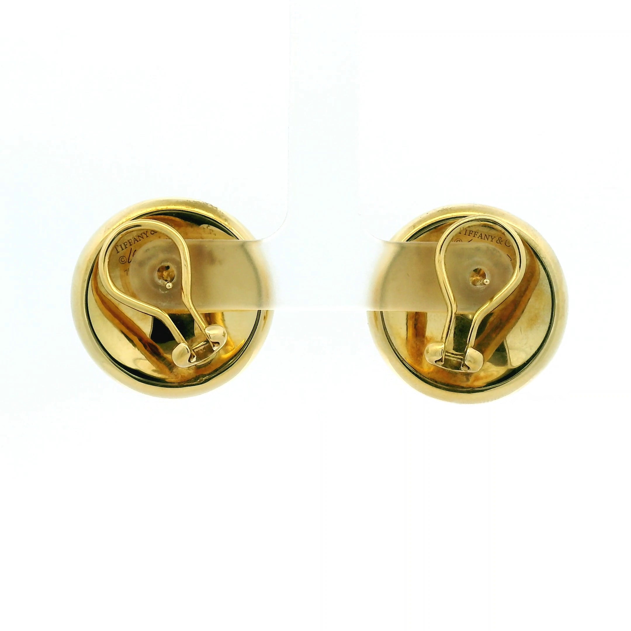 Yellow Gold Dome Stud Earrings with Jade Inlay