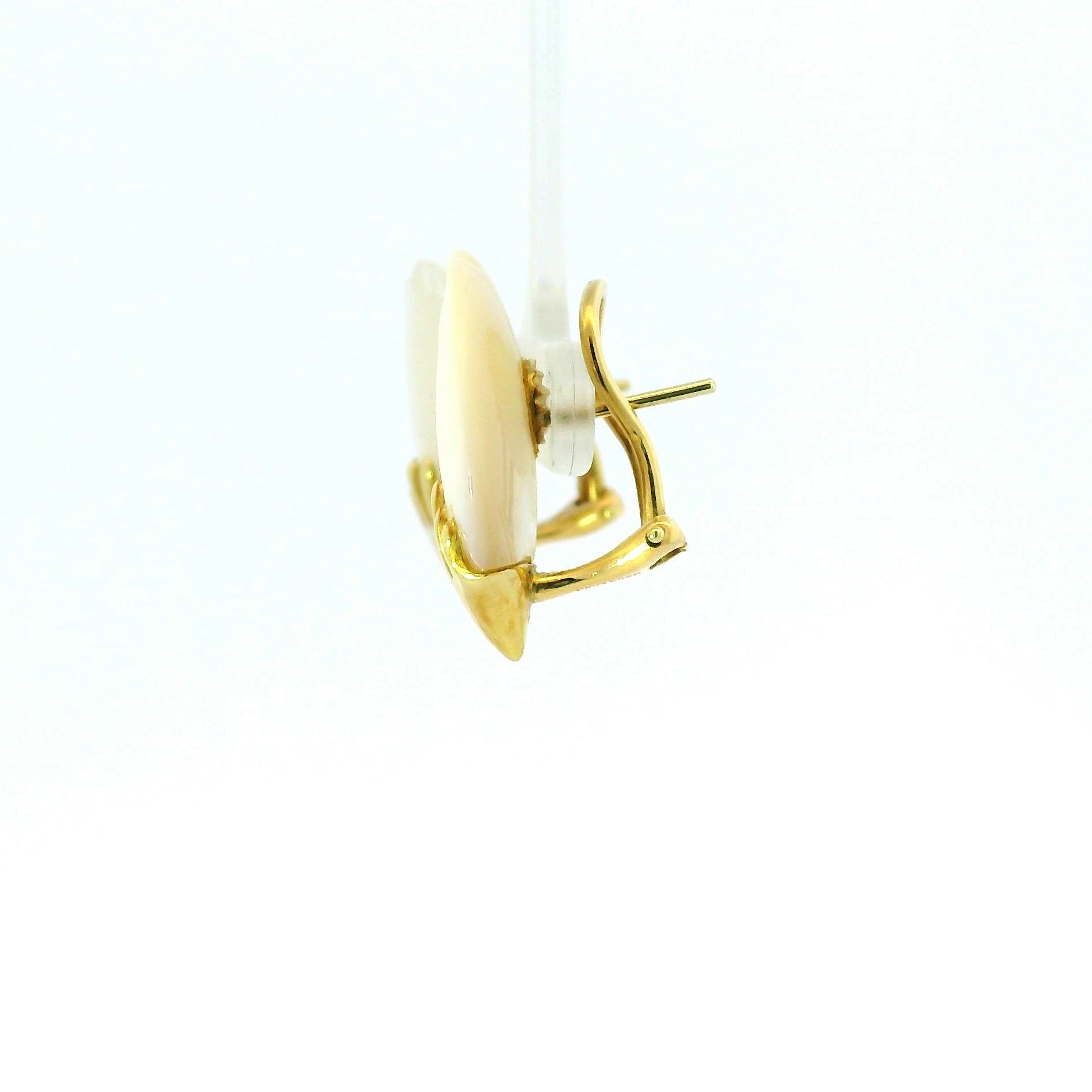 Yellow Gold Pearl Stud Earrings with Organic Setting