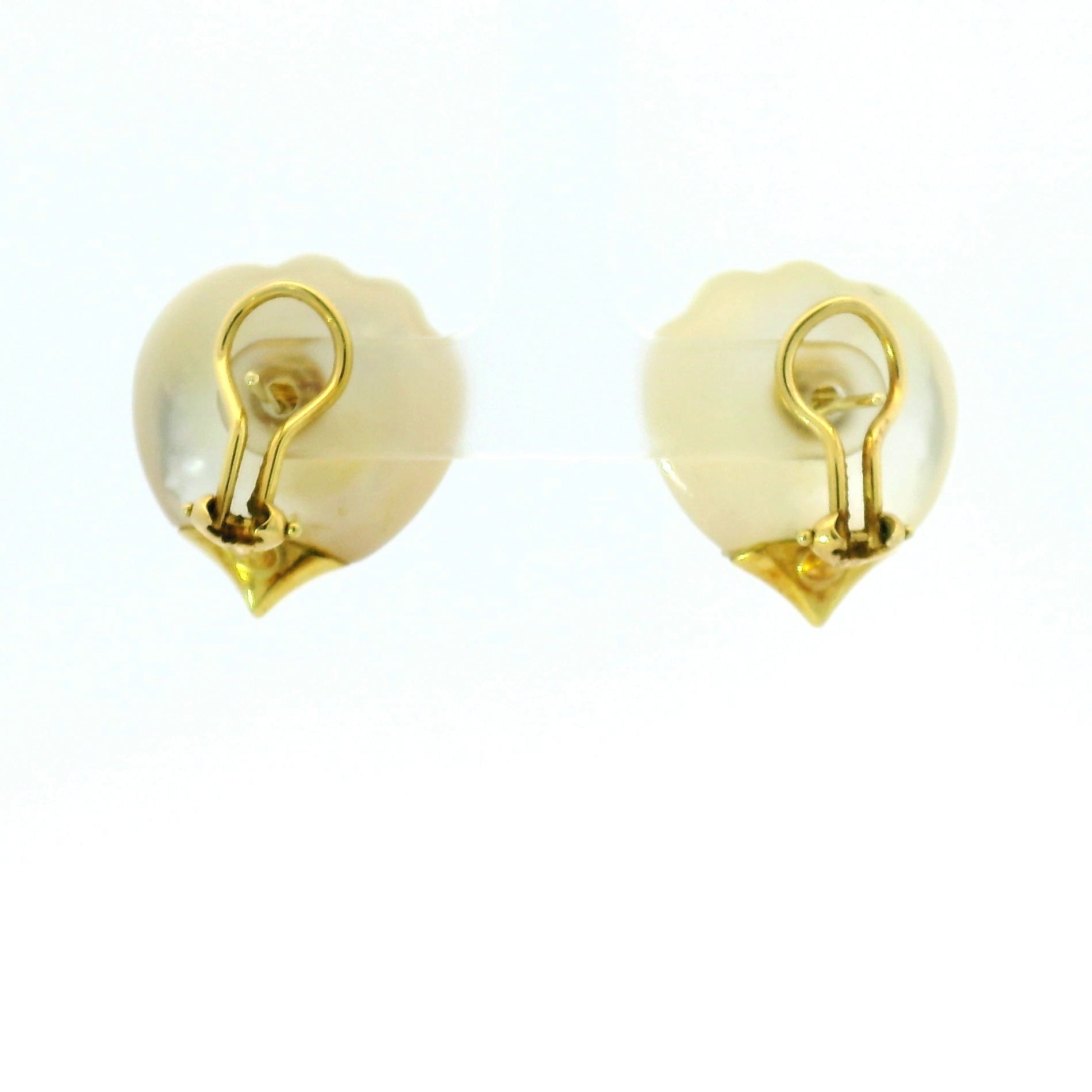 Yellow Gold Pearl Stud Earrings with Organic Setting