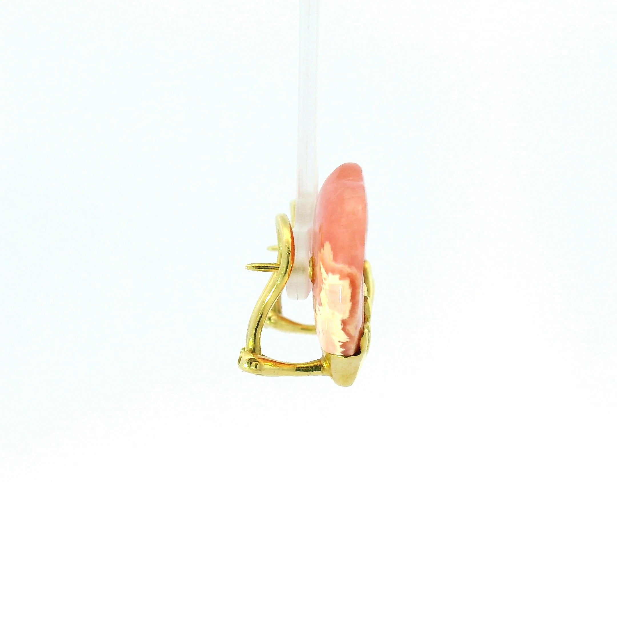 Carved Coral Stud Earrings in Yellow Gold