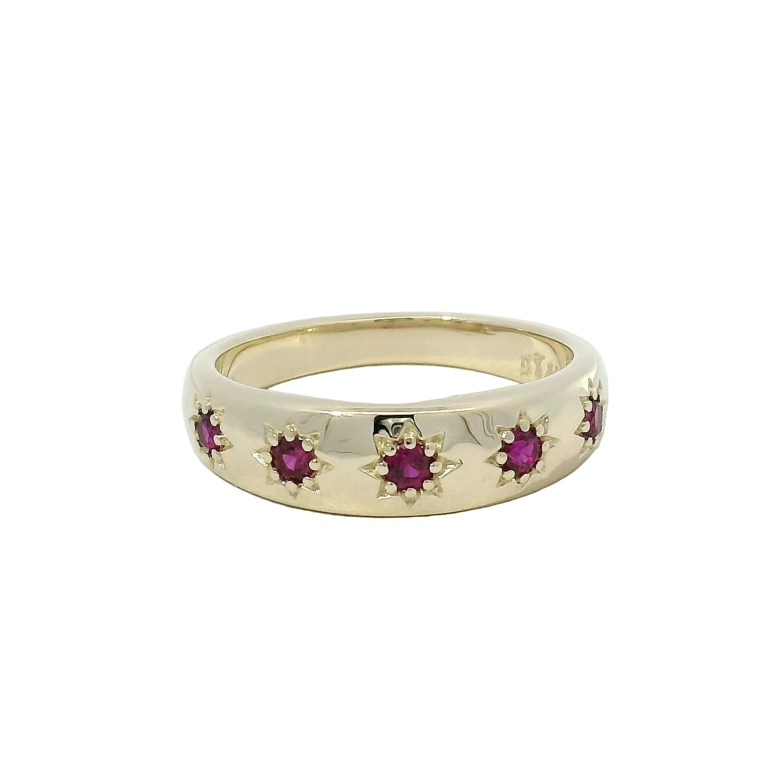 Star-Set Ruby Band Ring in Yellow Gold