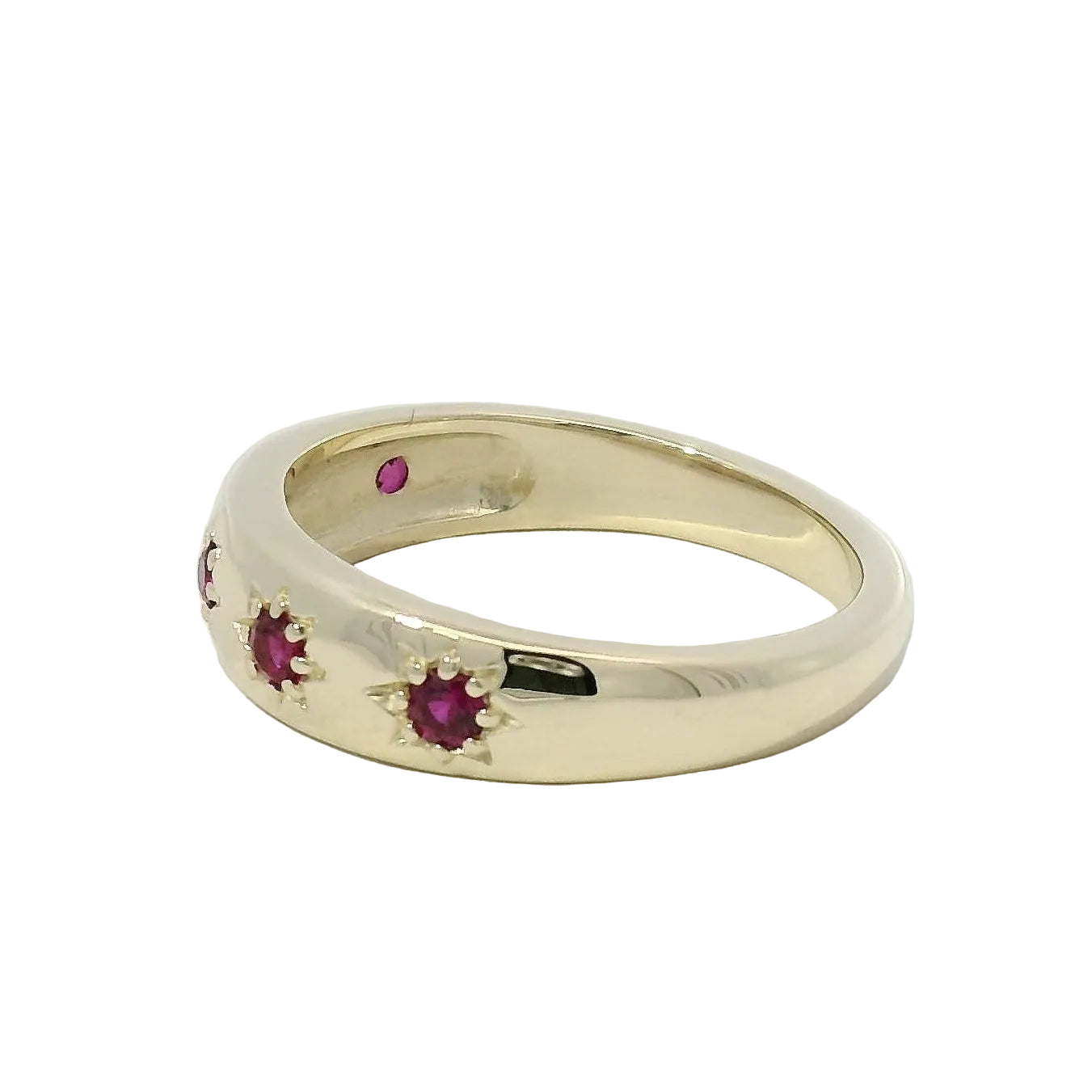 Star-Set Ruby Band Ring in Yellow Gold
