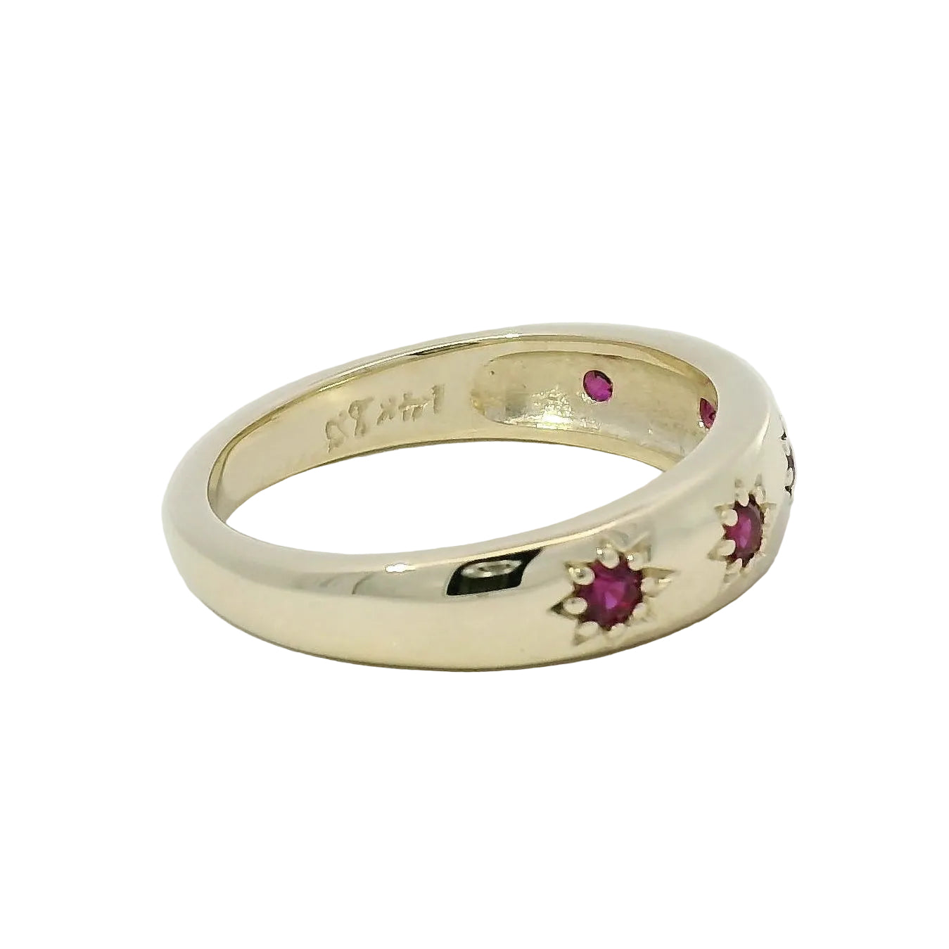 Star-Set Ruby Band Ring in Yellow Gold