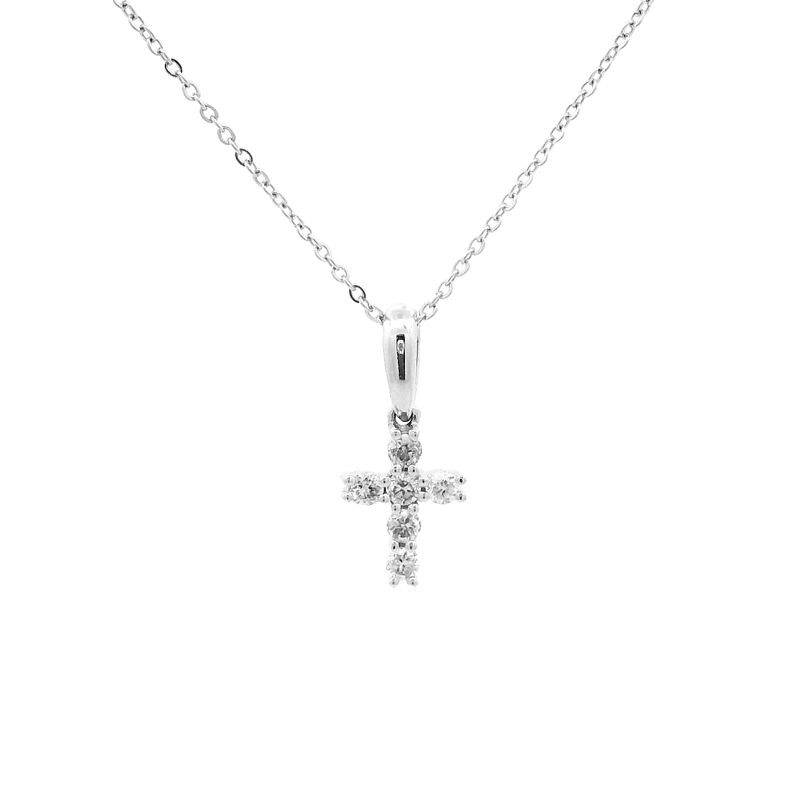 14KWG Diamond Cross Necklace