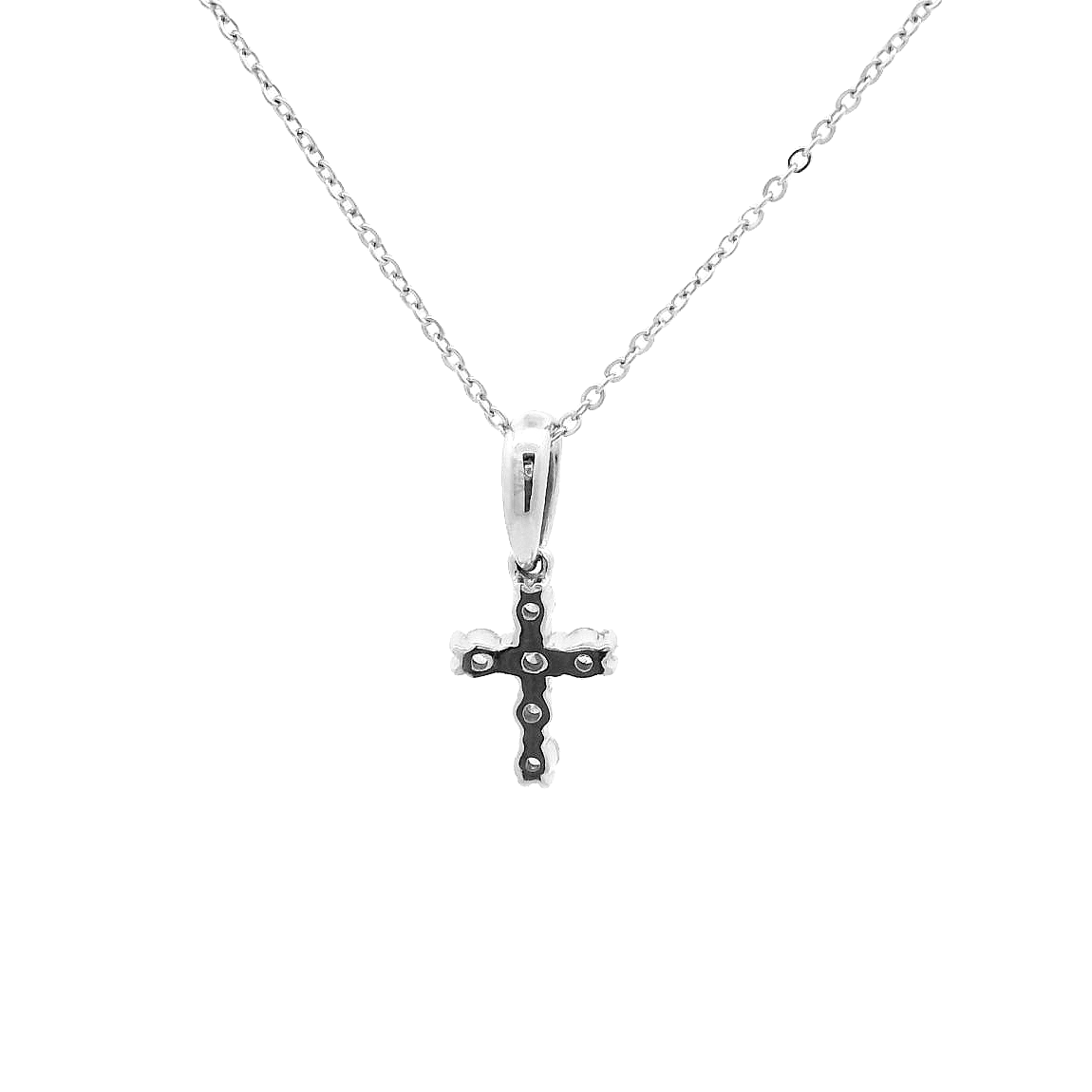 14KWG Diamond Cross Necklace