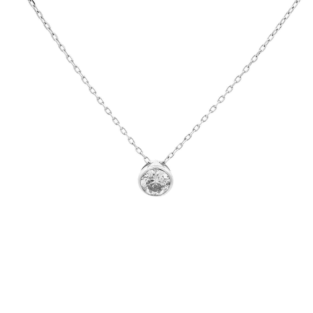 18KWG Diamond Solitaire Necklace