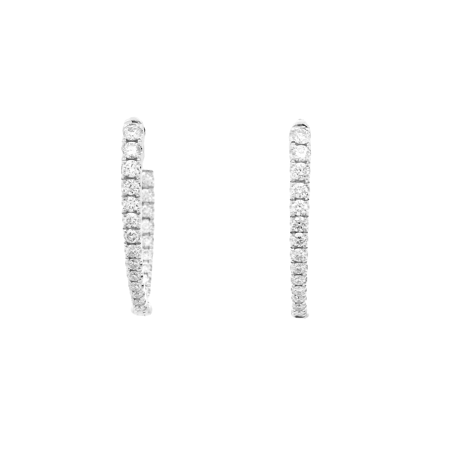 14KWG Inside Out Diamond Hoop Earrings