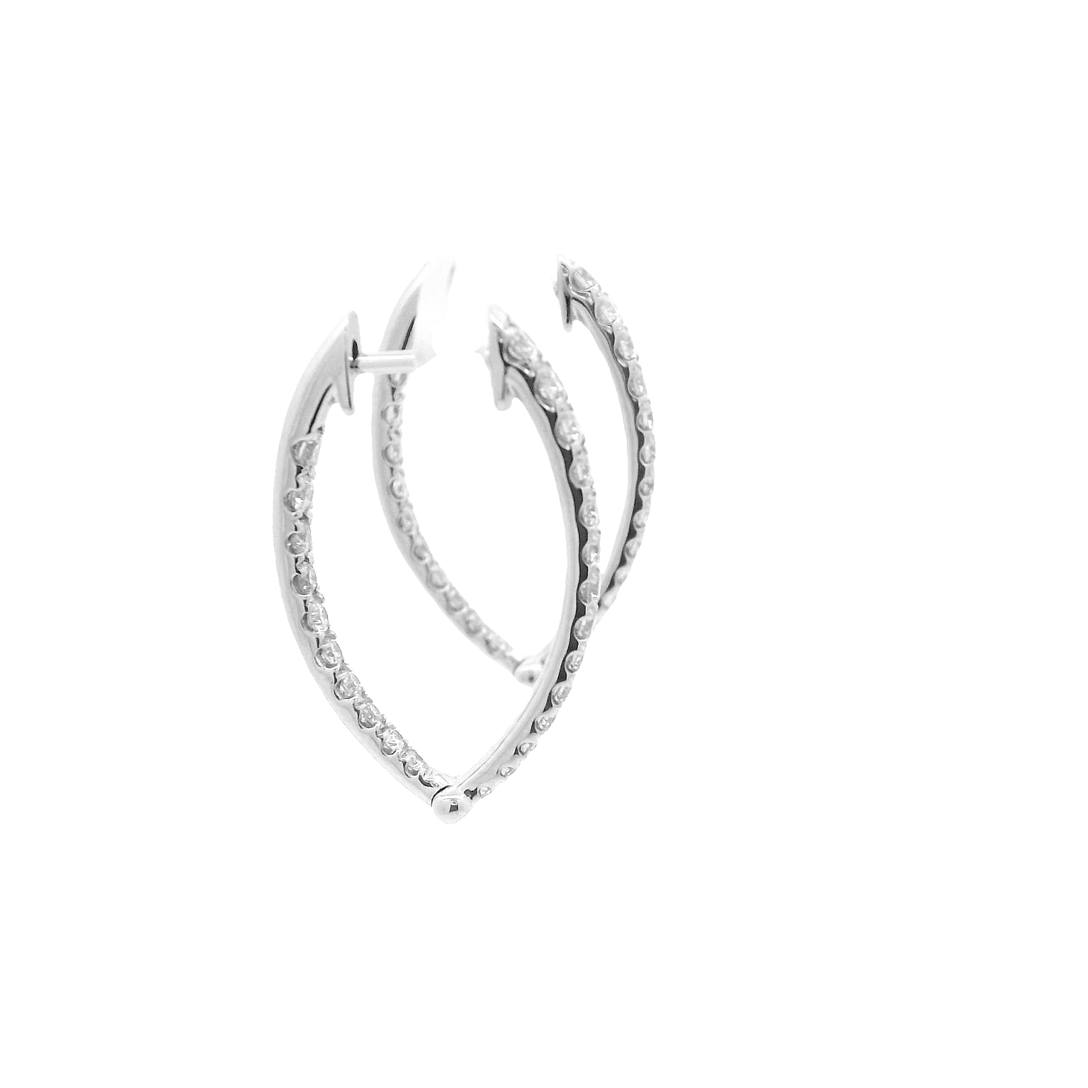 14KWG Inside Out Diamond Hoop Earrings
