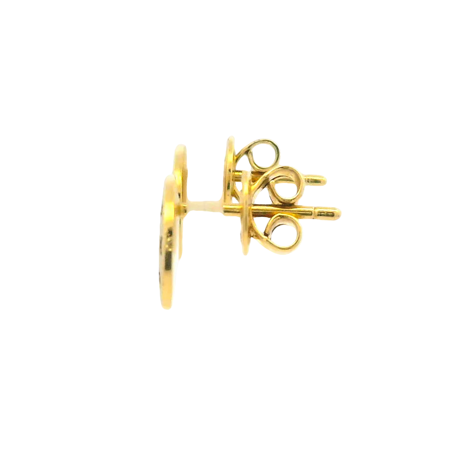 14KYG Brushed Button Earrings