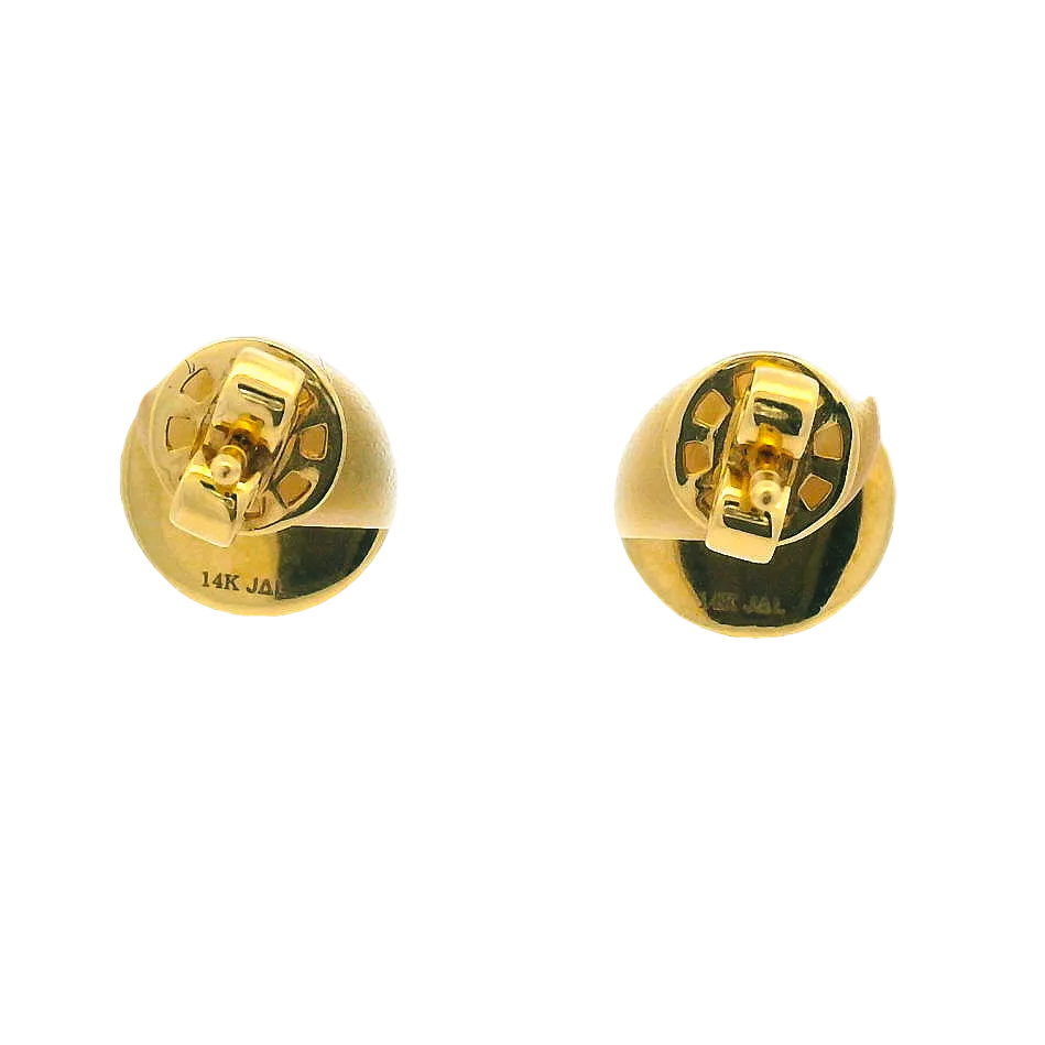 14KYG Brushed Button Earrings