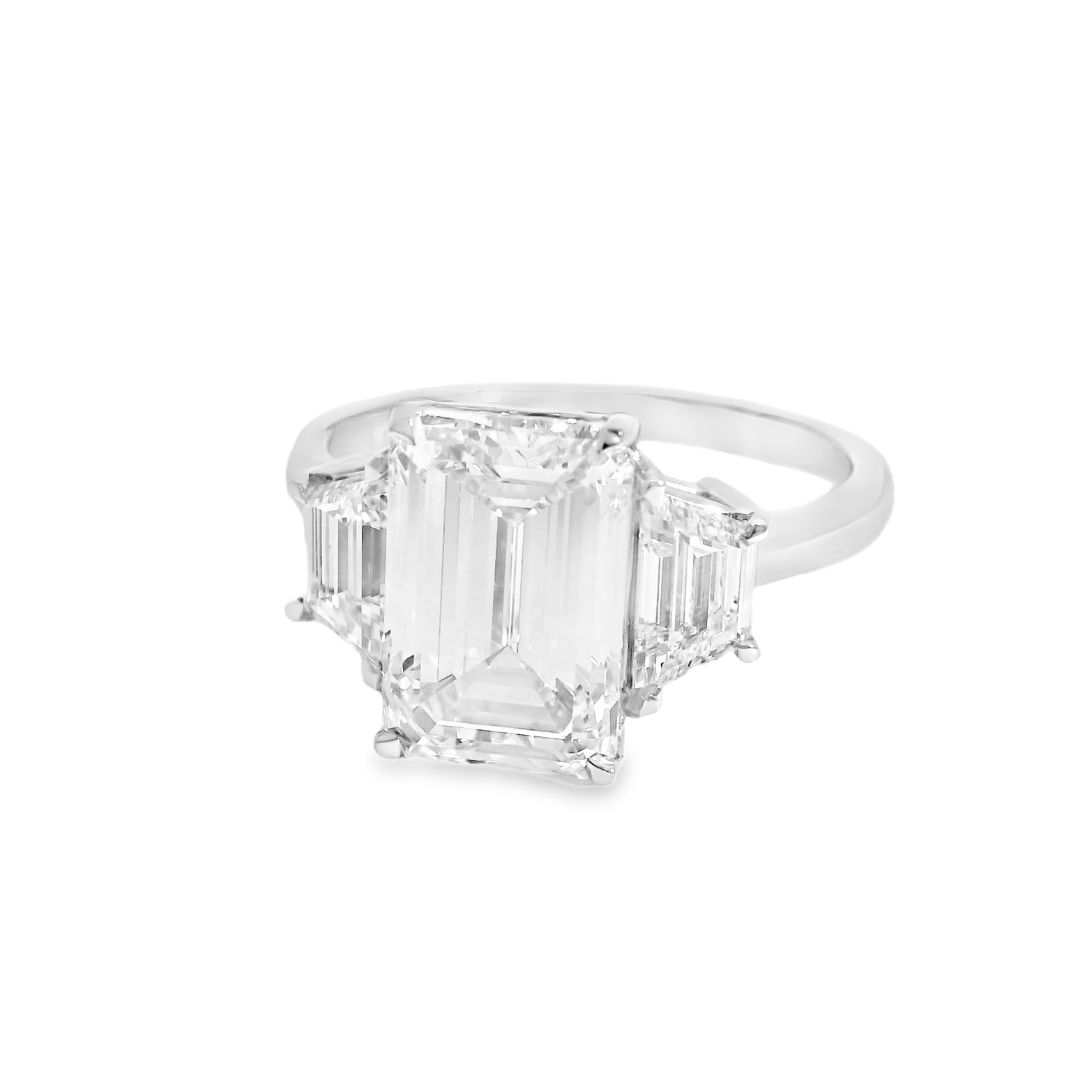 Platinum Emerald Cut Diamond Multistone Ring