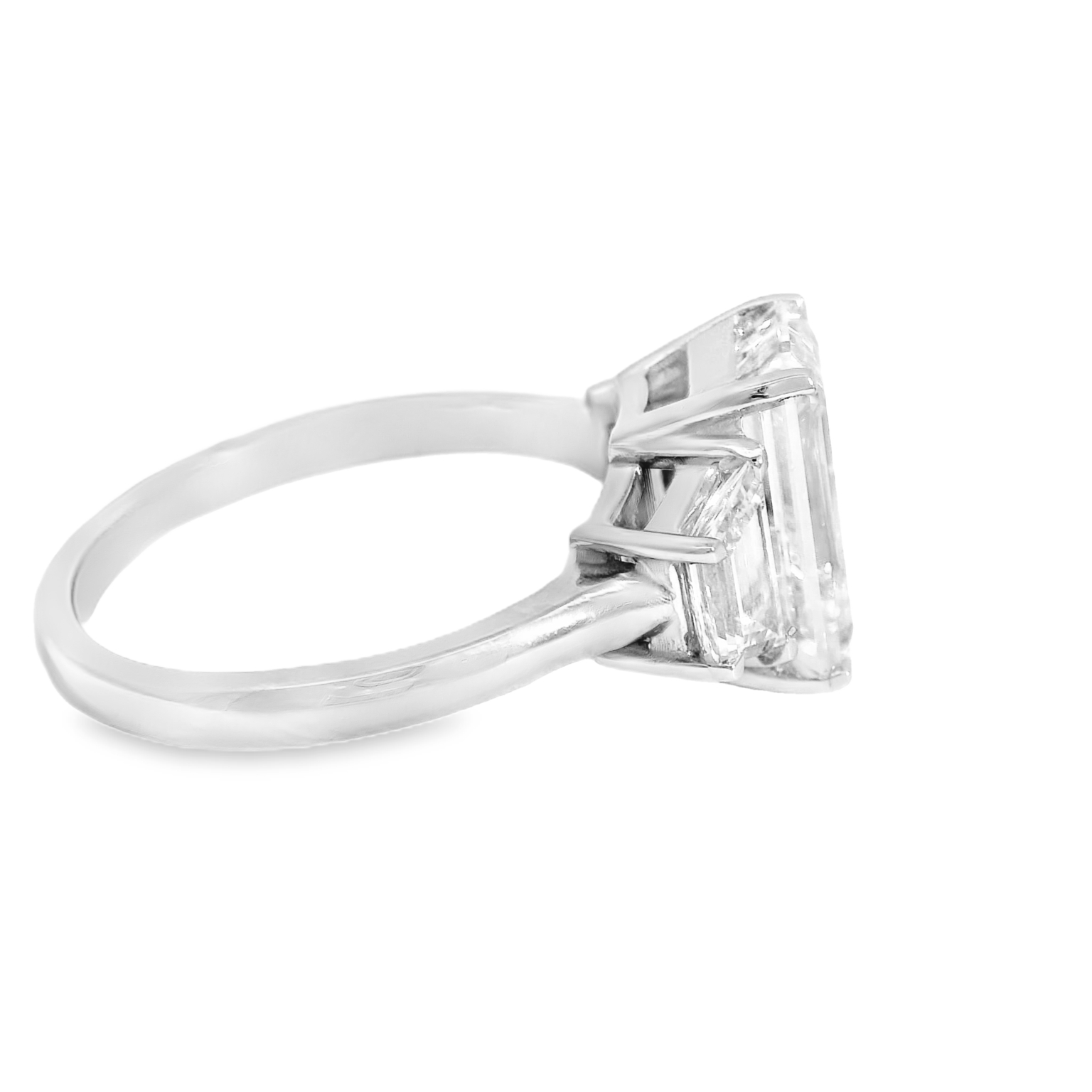 Platinum Emerald Cut Diamond Multistone Ring