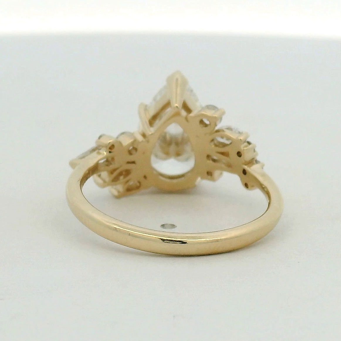 Pear Cut Diamond Asymmetrical Cluster Ring in Yellow Gold