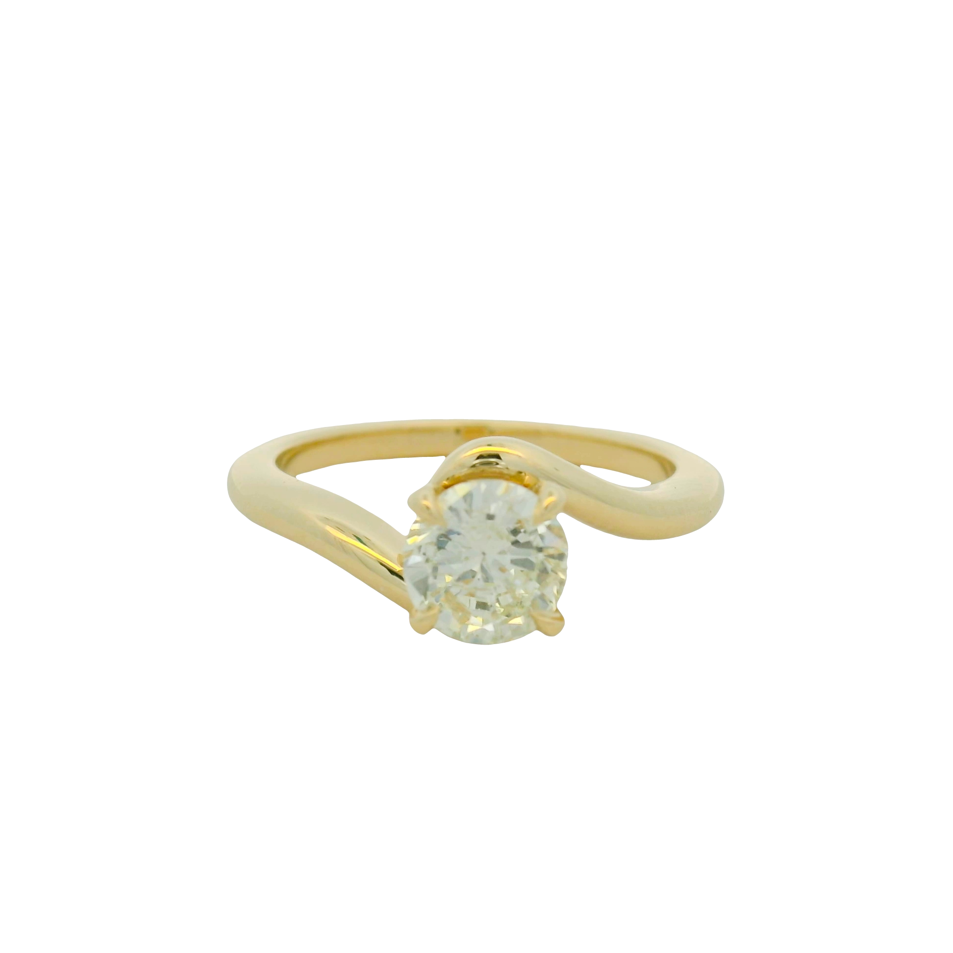 Yellow Gold Bypass Diamond Solitaire Ring