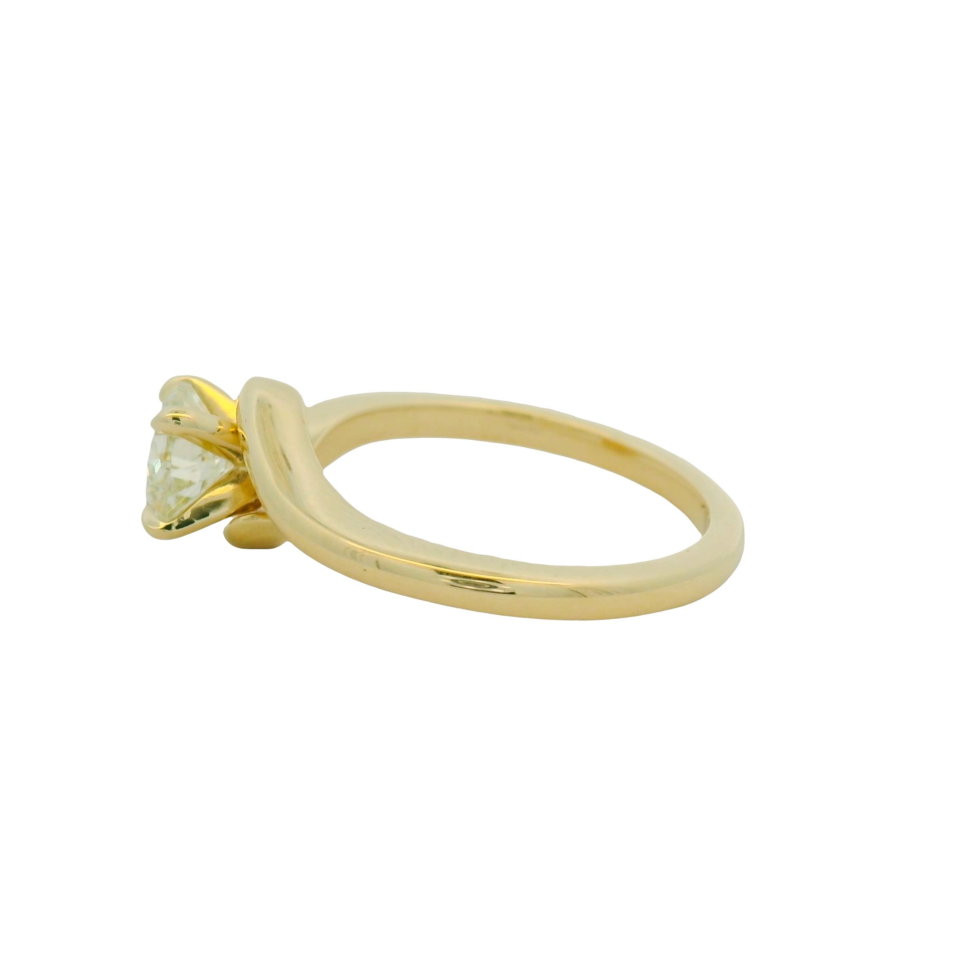 Yellow Gold Bypass Diamond Solitaire Ring
