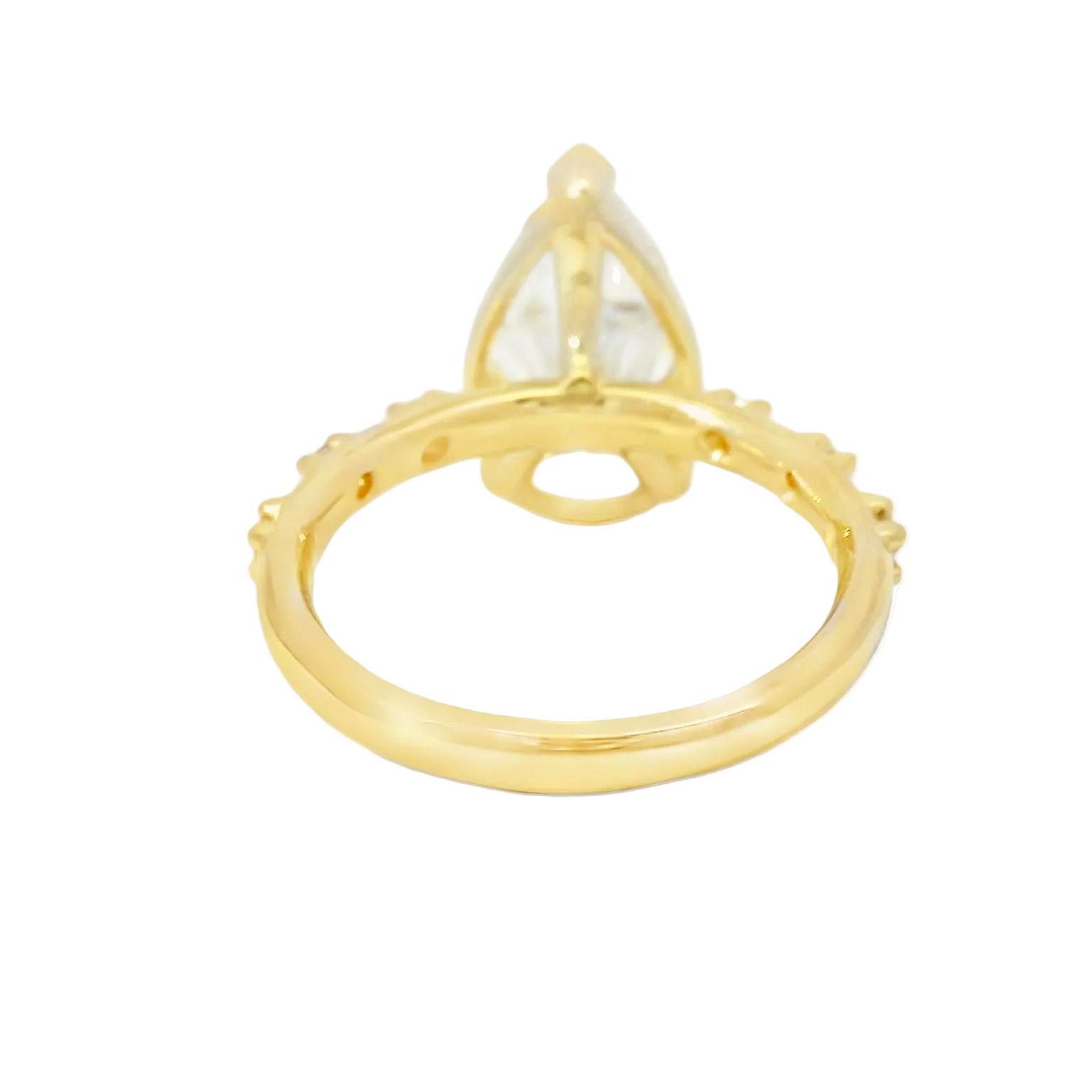 Yellow Gold Multistone Ring with Pear Cut Diamond