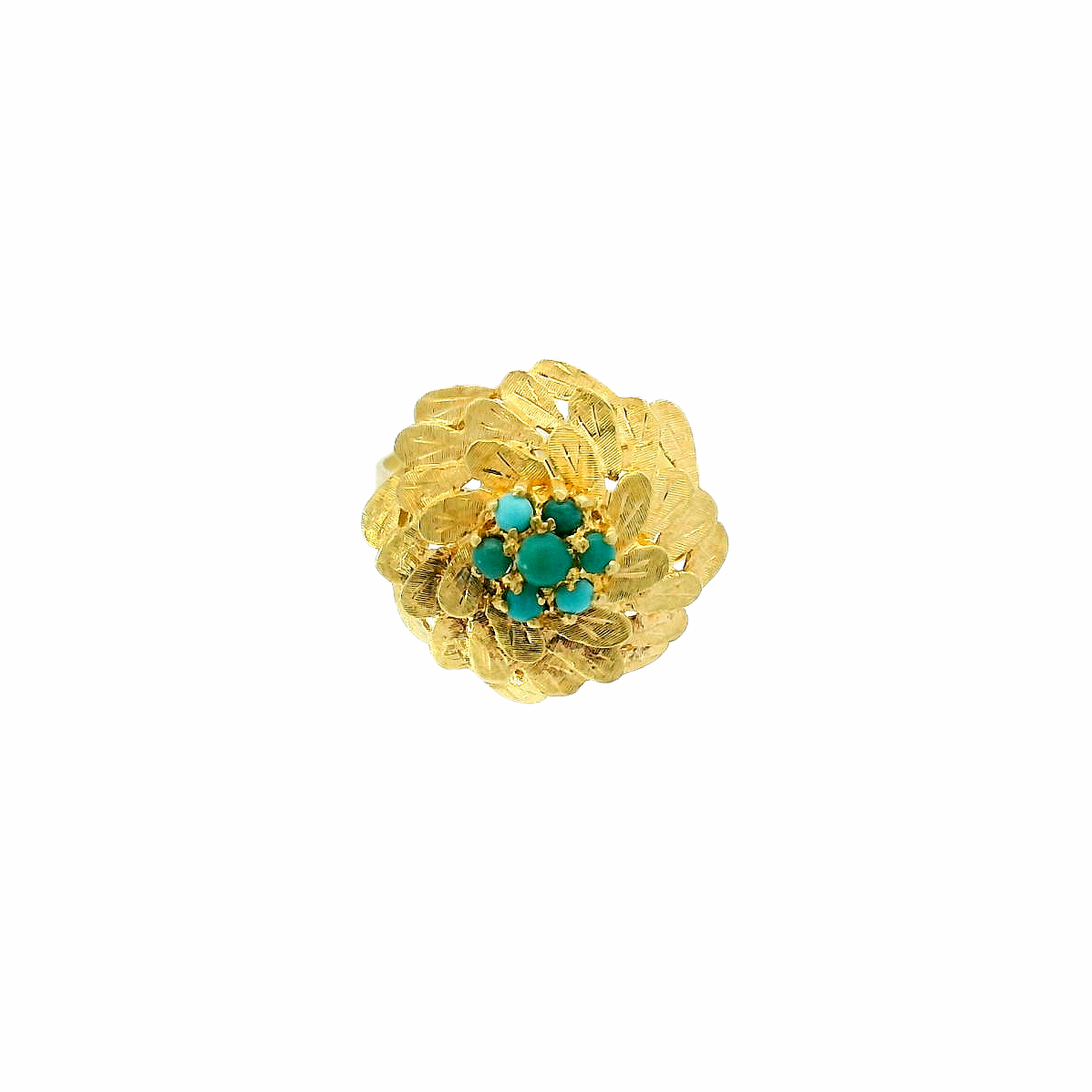 Vintage 18KYG Turquoise Flower Ring
