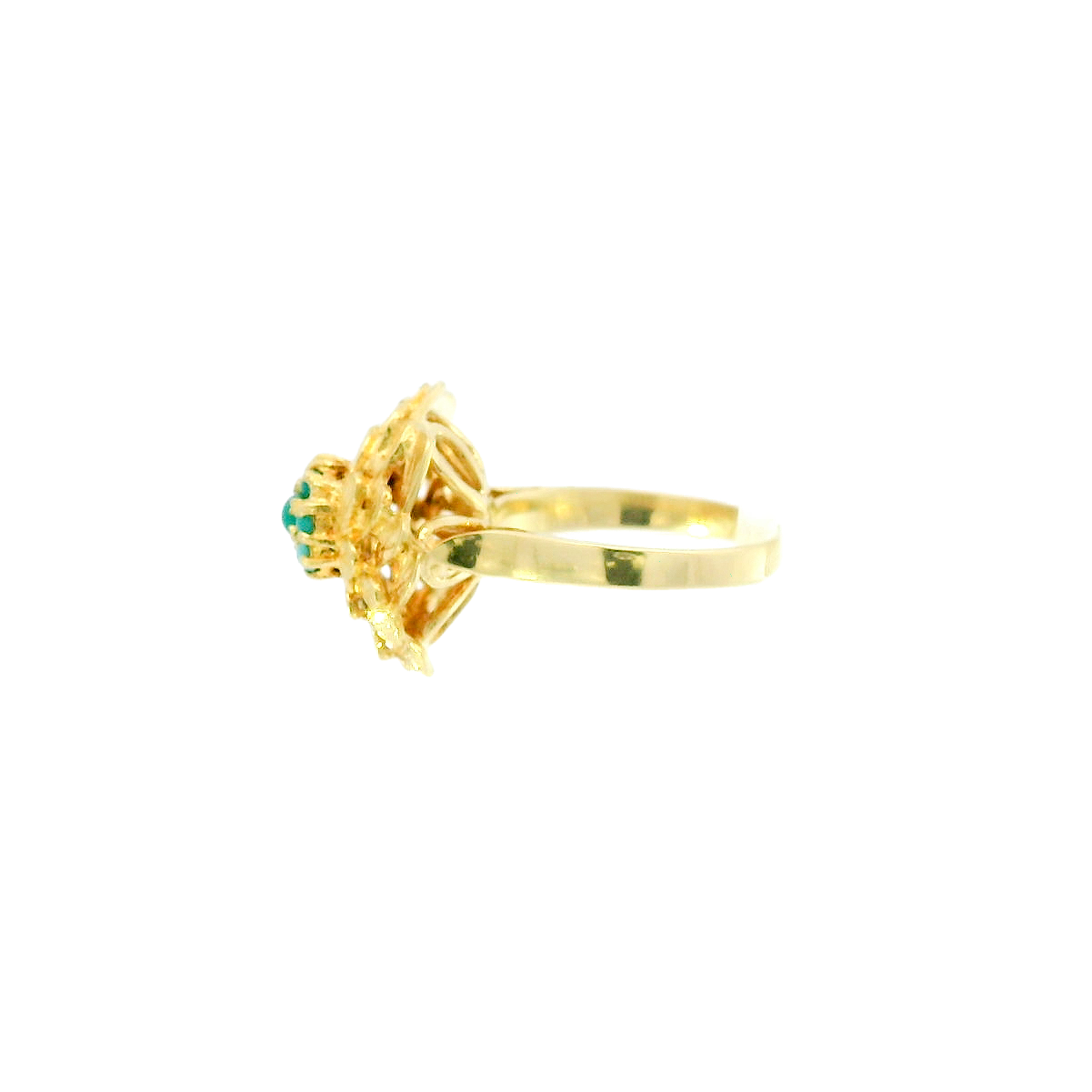 Vintage 18KYG Turquoise Flower Ring