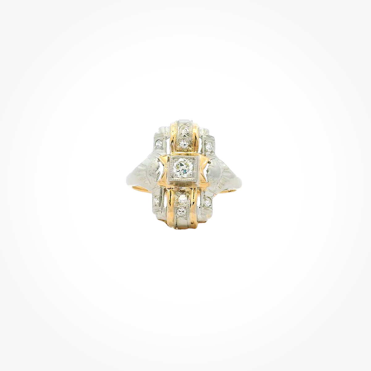 Vintage 14K Two Tone Fashion Ring