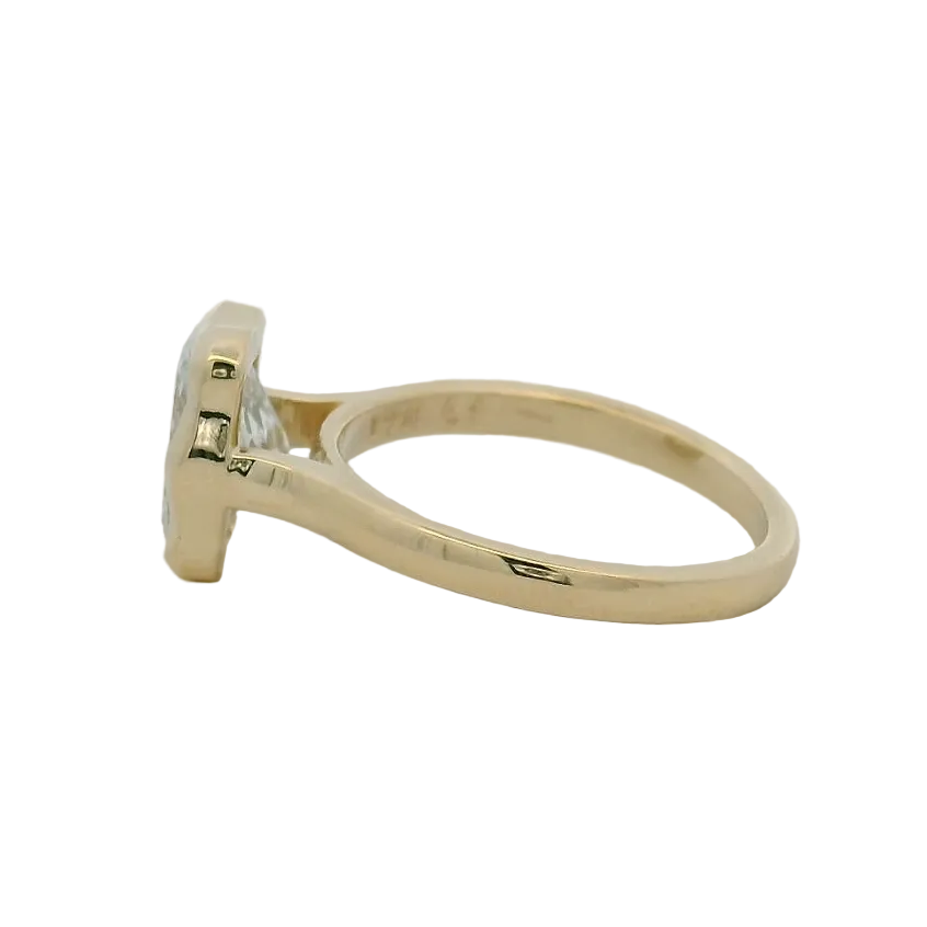 14KT Yellow Gold Organic Bezel Cushion LG Dia Engagement Ring